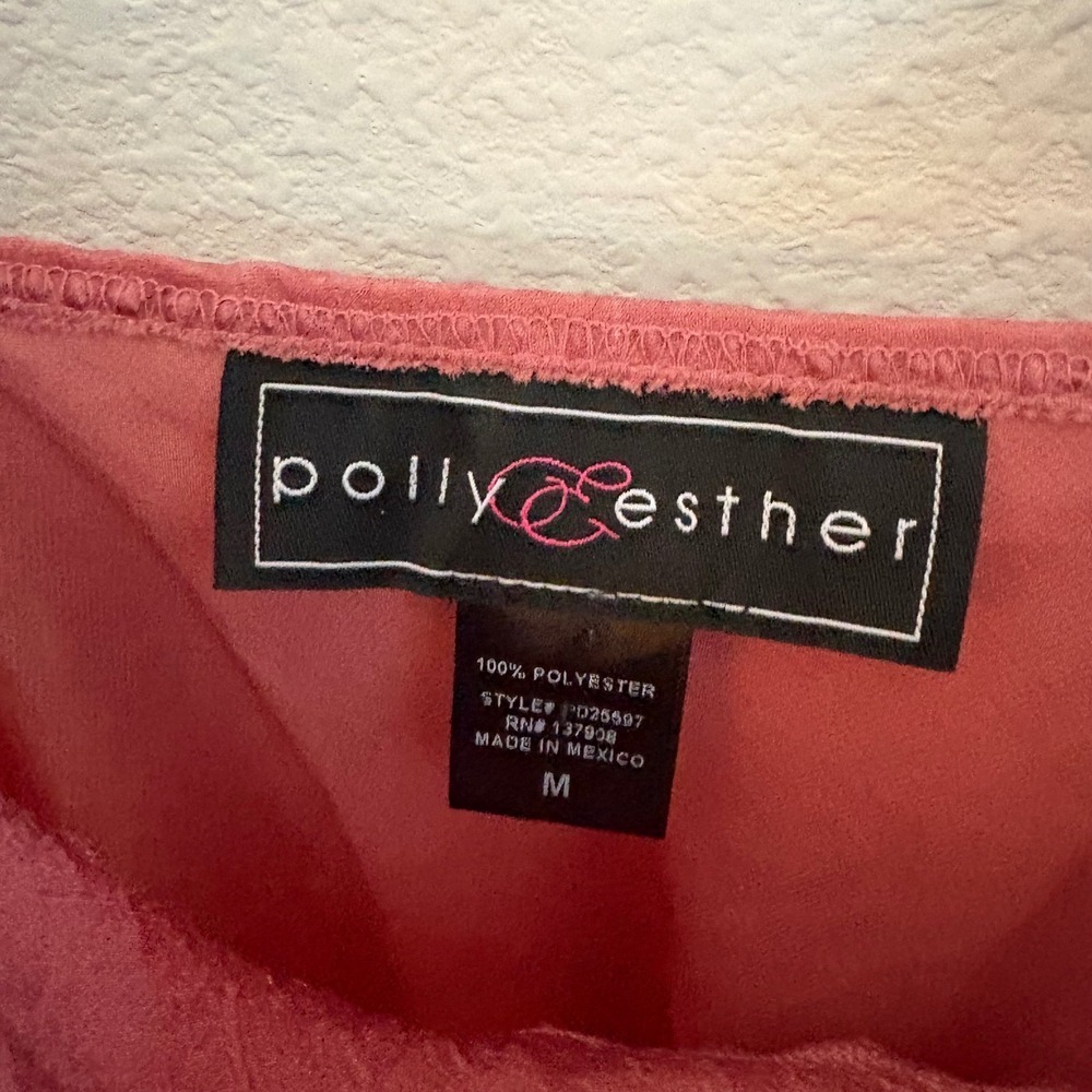 Polly Esther Pink Cowl Neck Spaghetti Strap Mini Dress Size M - Picture 2 of 3